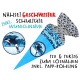 Nähset Geschwister-Schultüte WUNSCHNAME Wal mit Rohling, mit Wunschname