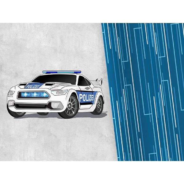 Bio-Jersey, PANEL + Kombistoff für Schultüte Polizei Sportwagen