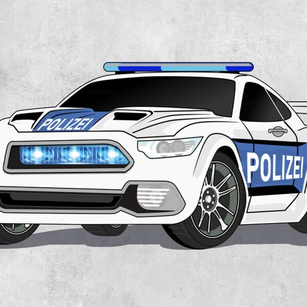 Bio-Jersey, PANEL + Kombistoff für Schultüte Polizei Sportwagen