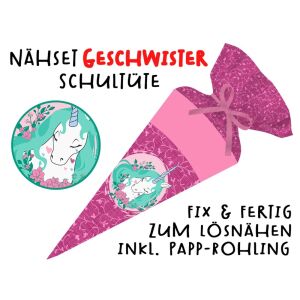 Nähset Geschwister-Schultüte Einhorn & Blumen, mit...