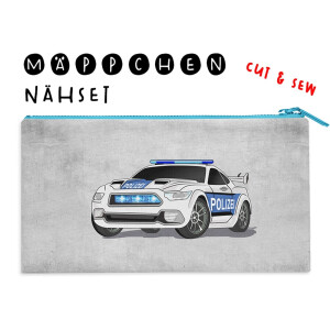 Nähset Mäppchen / Etui Polizei Sportwagen inkl....