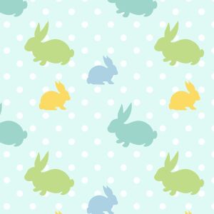 Bio-Jersey, Funny Bunny, Hasen und Punkte türkis