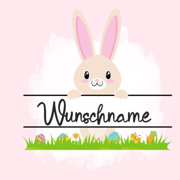 Bio-Jersey WUNSCHNAME Panel + Kombistoff Funny Bunny, Girls, 2 in 1