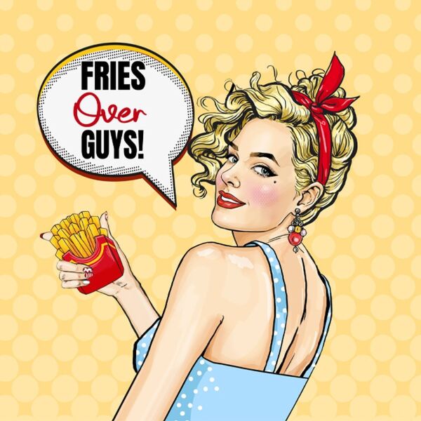.Bio-Jersey XL Panel + Kombistoff Girls Talk, fries over guys, 2 in 1