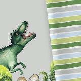 Bio-Jersey, PANEL + Kombistoff, Dino Jungle, Dino & Blockstreifen