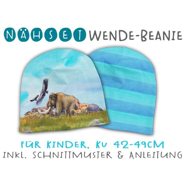 .Nähset Wende-Beanie, KU 42-49cm, Eiszeit, Bio-Jersey