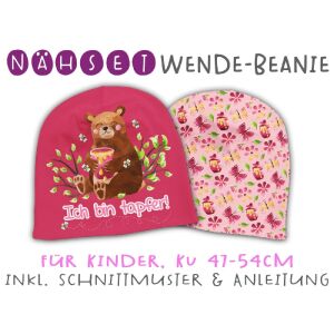 Nähset Wende-Beanie, KU 47-54cm, Mutmach Bären, Ich bin...