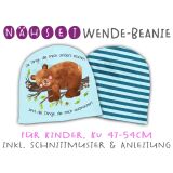 Nähset Wende-Beanie, KU 47-54cm, Mutmach Bären, Die Dinge...! blau Bio-Jersey