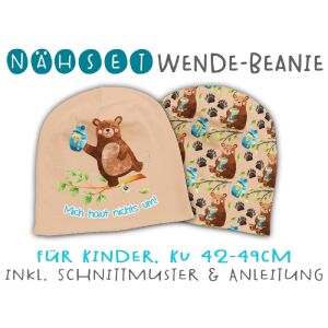 Nähset Wende-Beanie, KU 42-49cm, Mutmach Bären,...