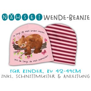 Nähset Wende-Beanie, KU 42-49cm, Mutmach Bären, Die...