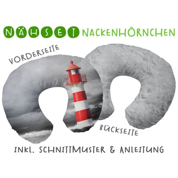 Nähset Nackenhörnchen Stormy Sea, Leuchtturm. Schnittmuster & Anleitung