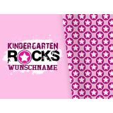 Bio-Jersey WUNSCHNAME Panel + Kombistoff KITA Spezial, Rocks pink, 2 in 1