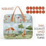 Nähset Hochw. Kindertasche Frühlingswald, Fuchs, inkl. Schnittmuster + Anleitung, ägyptische Baumwolle