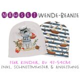 Nähset Wende-Beanie, KU 47-54cm, Sea Friends, Nilpferd, Bio-Jersey