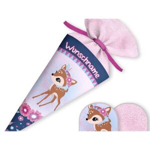 Schultüte Bambi mit Rohling (Wunschname)