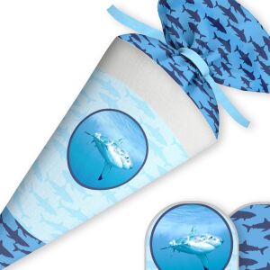 Schultüte Hai (Blau), Nähset mit Rohling