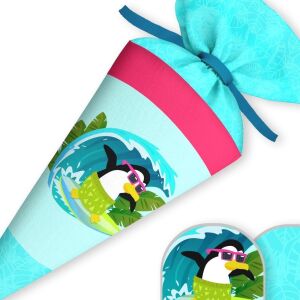 Schultüte surf-Pinguin mit Rohling