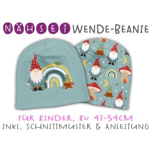 Nähset Wende-Beanie, KU 47-54cm, Im Feenwald, regenbogen, Bio-Jersey