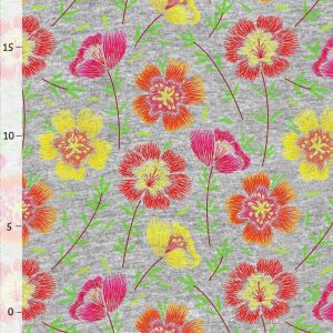 Bio-Sommersweat, Embroidery, Kombistoff 5 Blüten ,...