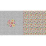 Bio-Sommersweat, XL PANEL + Kombistoff, Embroidery, 7 Blüten, grau melange