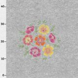 Bio-Sommersweat, PANEL + Kombistoff, Embroidery, 7 Blüten, grau melange