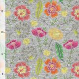 Bio-Sommersweat, Embroidery, Kombistoff 7 Blüten , grau melange