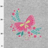 Bio-Sommersweat, PANEL + Kombistoff, Embroidery, Schmetterling, grau melange