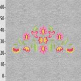 Bio-Sommersweat, XL PANEL + Kombistoff, Embroidery, Blüten, grau melange