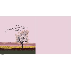 Bio-Sommersweat, XL PANEL + Kombistoff, Herbstimpressionen, baum rosa