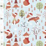 Bio-Sweat, PANEL + Kombistoff, Christmas Woodlands, Fuchs blau, perfekt passend