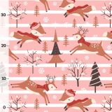 Bio-Sweat, PANEL + Kombistoff, Christmas Woodlands, Fuchs streifen rosa, perfekt passend