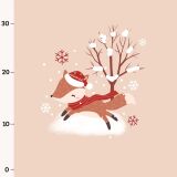 Bio-Sweat, PANEL + Kombistoff, Christmas Woodlands, Fuchs streifen beige, perfekt passend