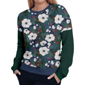 Damen Sweater (Nähset) Blumen grün