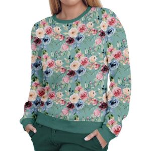 Damen Sweater (Nähset) Blumen mint