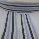 Hochw. BAUMWOLL-GURTBAND, Streifen,dunkelblau-hellblau, 40mm breit - beidseitig - für Taschen uvm