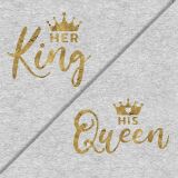 King - Queen gold, Pärchen (XL-Panele) Sweat grau-meliert