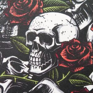 Baumwoll-Popeline "Skulls n Roses" (Weiß)