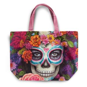 XL Shopper-Bag Tasche, Skull Blumen bunt (Nähset)