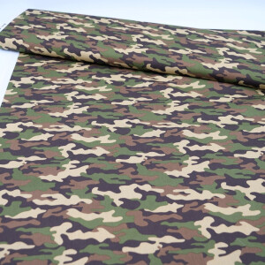Baumwoll-Popeline, Camouflage, Beige/Grün