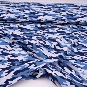 Baumwoll-Popeline, Camouflage, Blau