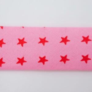 3m Schrägband bedruckt 20mm Sterne/Rosa