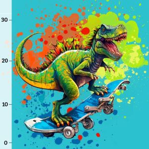 PANEL + Kombistoff, Skateboard Dino