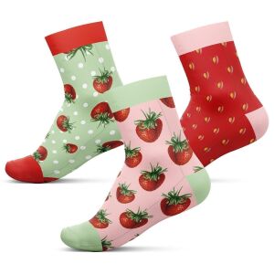 Socken 3er Set, "Erdbeere" (Nähset)