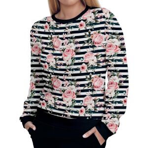 Damen Sweater, Blumen & Streifen (Nähset)