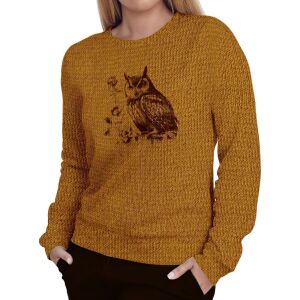 Damen Sweater, Eule Strickoptik (Nähset)