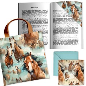 Lesezeichen & Büchertasche, Pferde (Nähset)