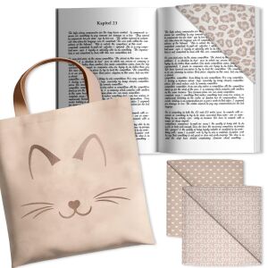 Lesezeichen & Büchertasche, Katze (Nähset)
