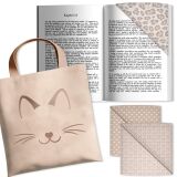Lesezeichen & Büchertasche, Katze (Nähset)