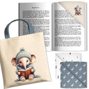 Lesezeichen & Büchertasche, Elefant (Nähset)