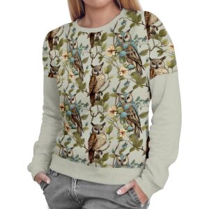Damen Sweater, Eulen (N&auml;hset)